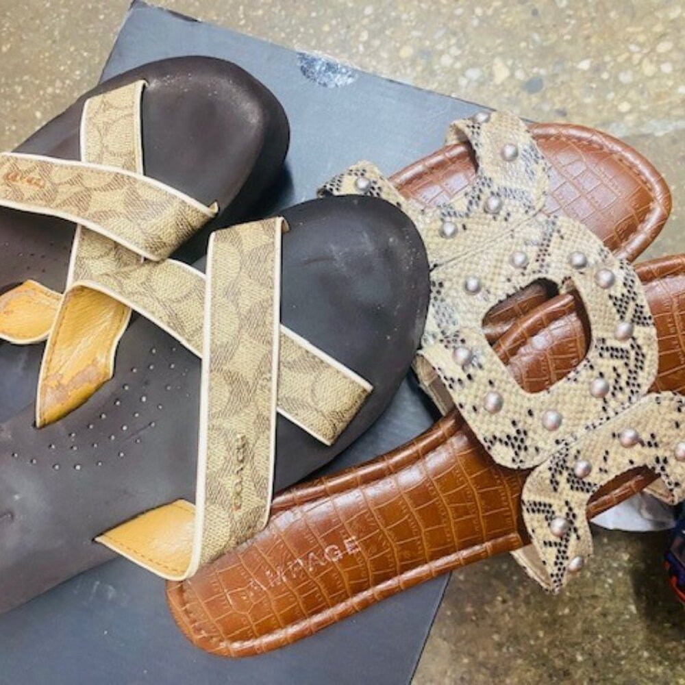 2 pair authentic coach/ snake skin print sandals